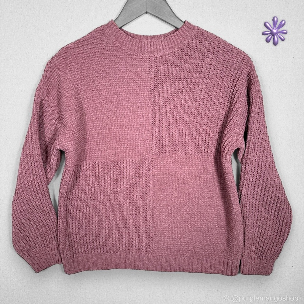 NWT MAURICES Matte Chenille Checkerboard Sweater | Dusty Rose |‎ Women's SMALL